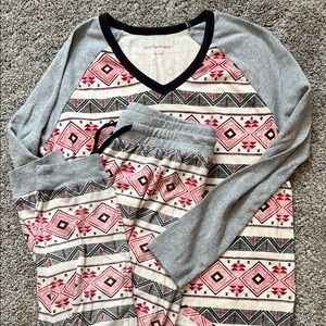 Gray and Pink Patterned Pajama Set